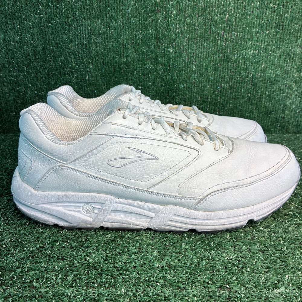 Brooks Addiction Walker Leather Orthotic Support Comfort Shoes White Mens Sz 14